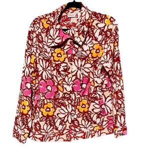 ZENERGY BY CHICO’S Artsy Bold Colorful Floral Lightweight Jacket Size Medium
